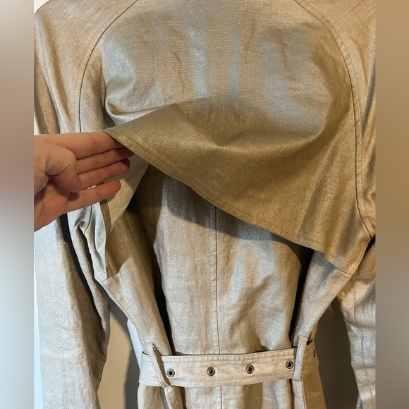 Michael Kors Shimmering Metallic Gold Belted Trench Coat - Picture 7 of 16